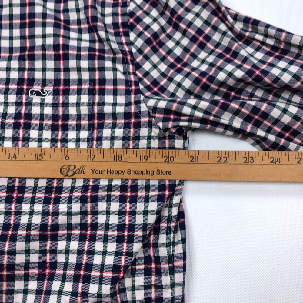 Vineyard Vines Classic Fit Tucker Shirt Mens Medium Plaid Button Down Navy Red - Picture 6 of 9